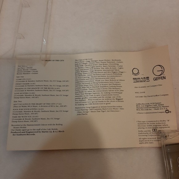 Whitesnake Live In The Heart Of The City Cassette Geffen 1980 Hard Rock READ - Picture 12 of 13